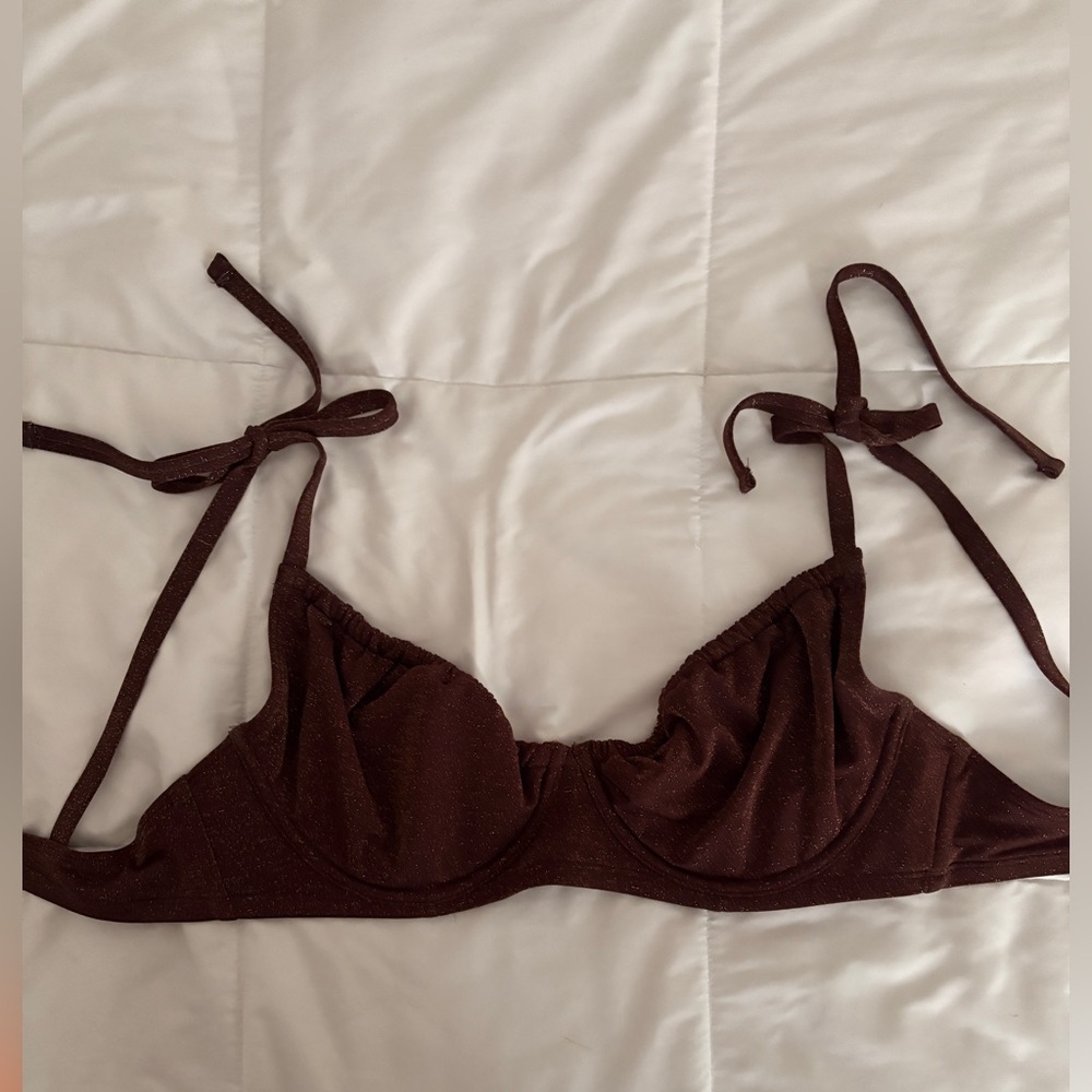 Abercrombie and fitch brown shimmer bikini top